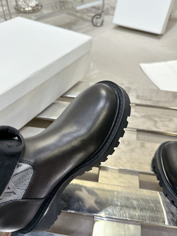 D-Major Boot In Grey Mix Black Denim Fabric 100570