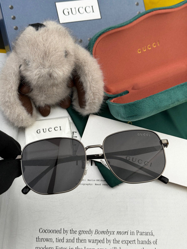 LOW NOSEBRIDGE FIT RECTANGULAR SUNGLASSES G0203 IN METAL