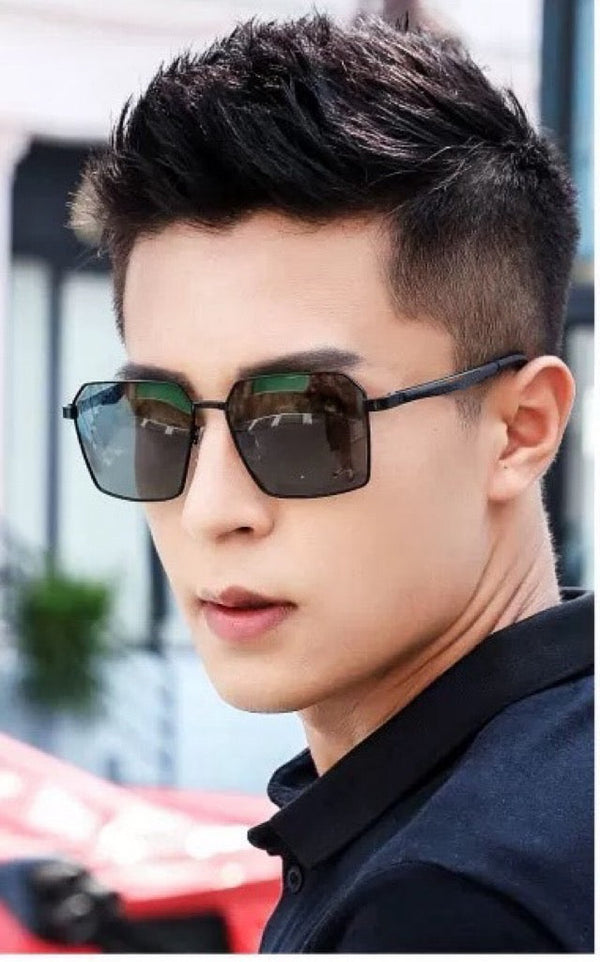 LOW NOSEBRIDGE FIT RECTANGULAR SUNGLASSES G0203 IN METAL