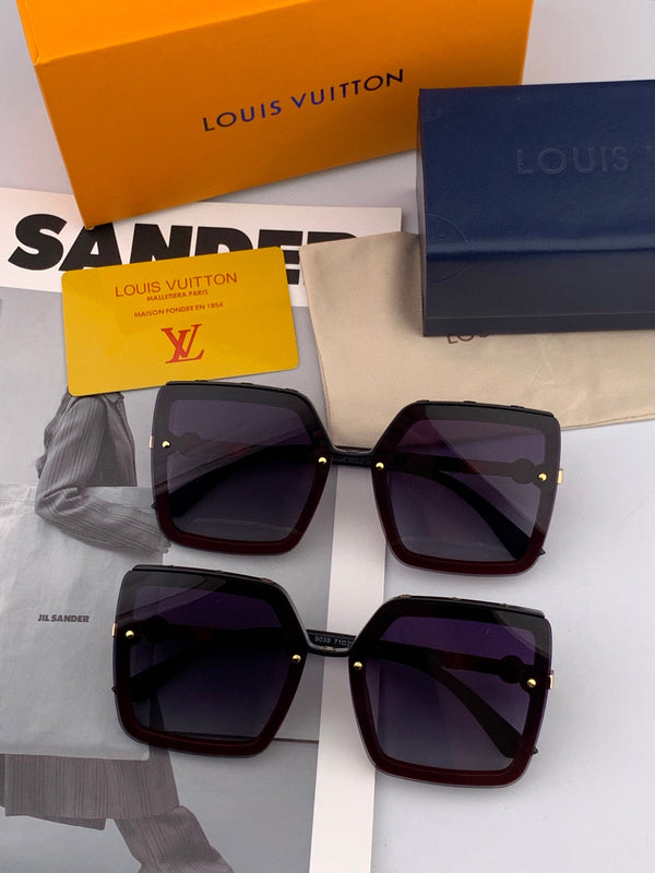 SQUARE SUNGLASSES L081 IN BLACK RED ACETATE