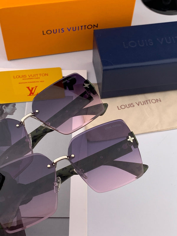 OCCHIALI DA SOLE QUADRATI L1294 IN ACETATO VERDE LENTI VIOLA