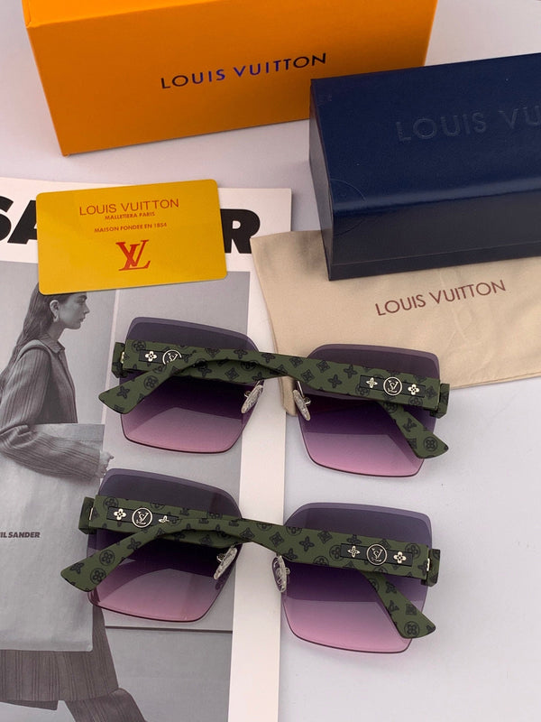 OCCHIALI DA SOLE QUADRATI L1294 IN ACETATO VERDE LENTI VIOLA