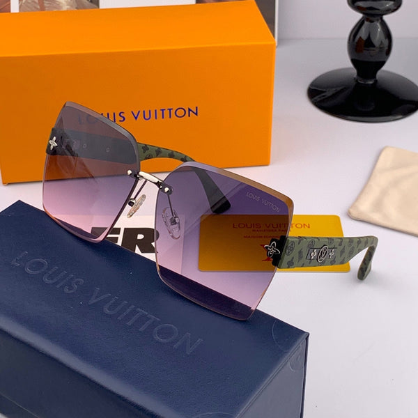 OCCHIALI DA SOLE QUADRATI L1294 IN ACETATO VERDE LENTI VIOLA