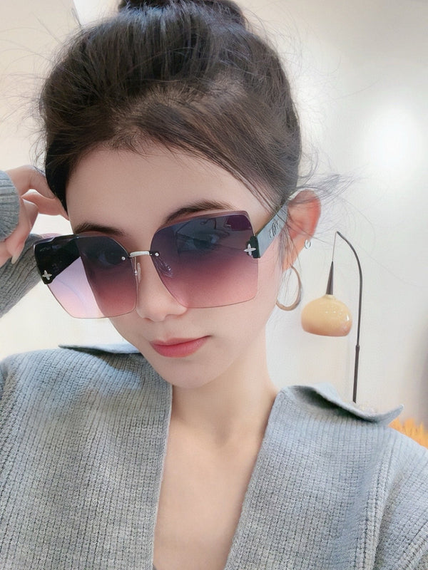 OCCHIALI DA SOLE QUADRATI L1294 IN ACETATO VERDE LENTI VIOLA