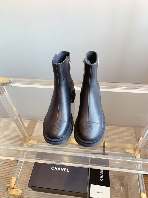 CC Zipper Ankle Boots 35mm Black Sheeepskin 464548