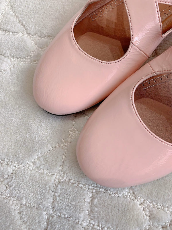 ALAIA CRISS CROSS BALLET FLAT IN BABY PINK LAMBSKIN WITH SILVER HARDWARE