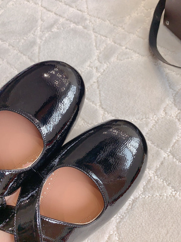 ALAIA CRISS CROSS BALLET FLAT IN BLACK LAMBSKIN WITH SILVER HARDWARE