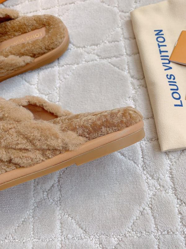 LV Bliss Comfort Mule Light Brown Wool