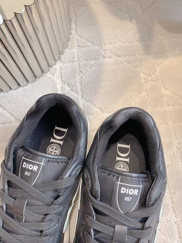 CD AND STONE ISLAND B57 Low-Top Sneaker – Limited And Numbered Edition Black And Light Green Calfskin