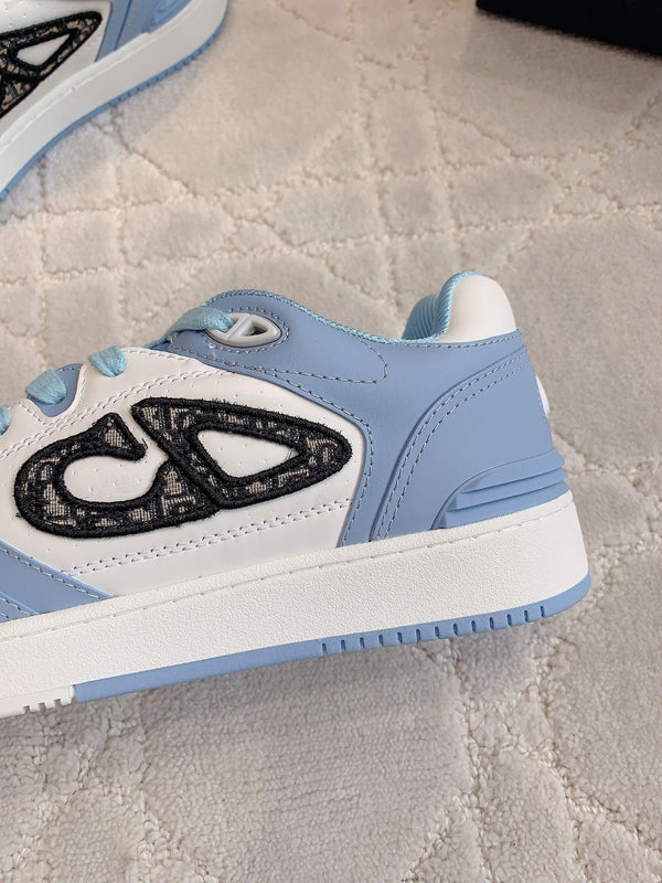 CD B57 Mid-Top Sneaker White Mix Light Blue Calfskin And Oblique Jacquard