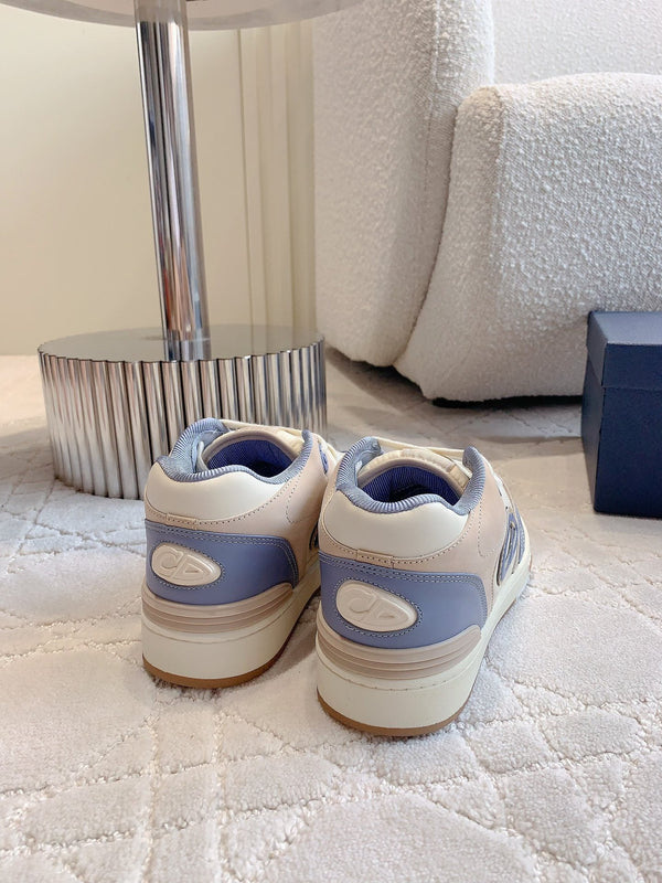 CD B57 Mid-Top Sneaker White Beige Mix Light Blue Calfskin And Oblique Jacquard