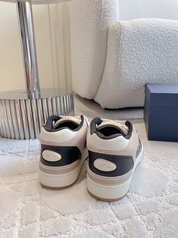 CD B57 Mid-Top Sneaker White Beige Mix Black Calfskin And Oblique Jacquard