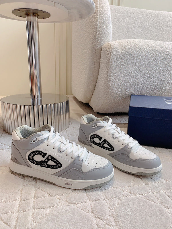 CD B57 Mid-Top Sneaker Grey White Calfskin And Oblique Jacquard