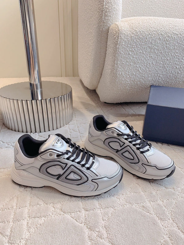 CD B30 Sneaker Grigio Bianco Mix Nero Tessuto a Rete in Poliestere e Pelle di Vitello