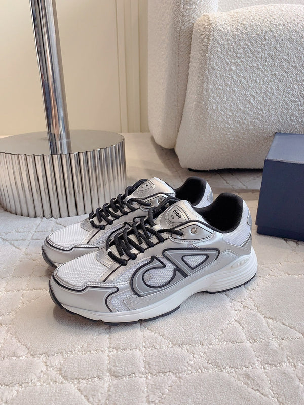 CD B30 Sneaker Grigio Bianco Mix Nero Tessuto a Rete in Poliestere e Pelle di Vitello