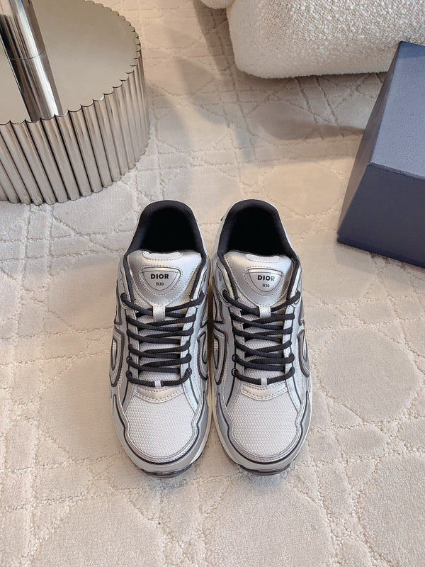 CD B30 Sneaker Grigio Bianco Mix Nero Tessuto a Rete in Poliestere e Pelle di Vitello