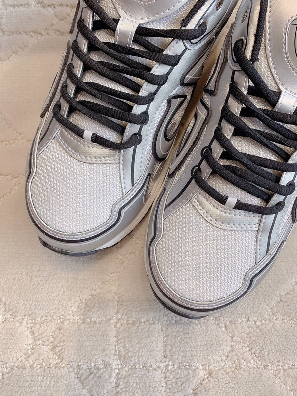 CD B30 Sneaker Grigio Bianco Mix Nero Tessuto a Rete in Poliestere e Pelle di Vitello