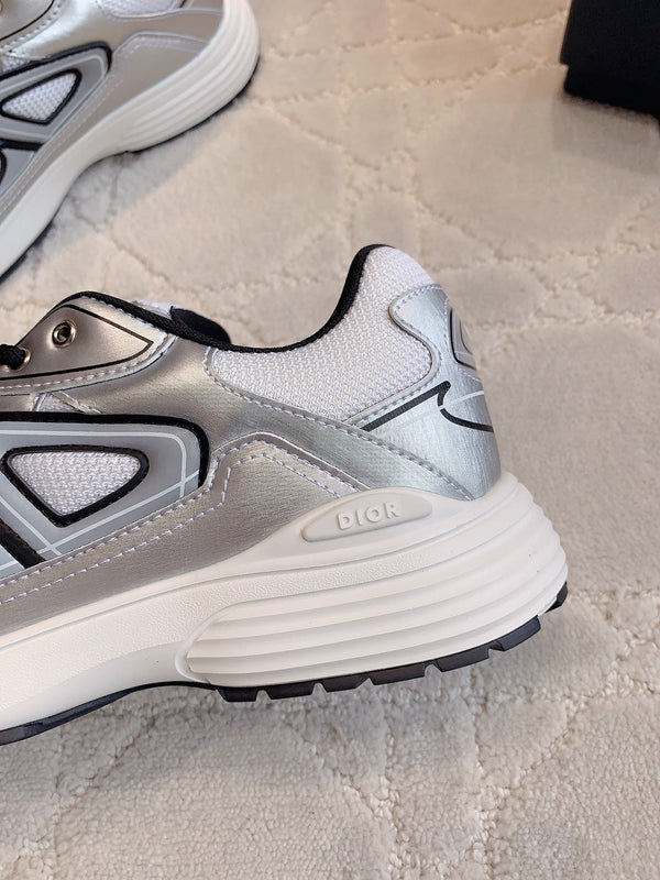 CD B30 Sneaker Grigio Bianco Mix Nero Tessuto a Rete in Poliestere e Pelle di Vitello