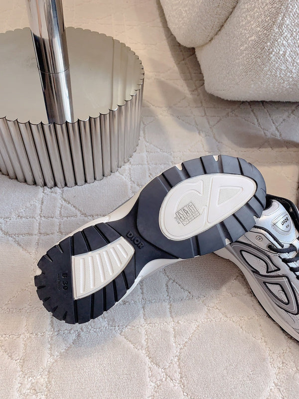 CD B30 Sneaker Grigio Bianco Mix Nero Tessuto a Rete in Poliestere e Pelle di Vitello