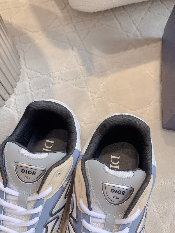 CD B30 Sneaker Blue Grey Mix White Beige Polyester Mesh Fabric And Calfskin