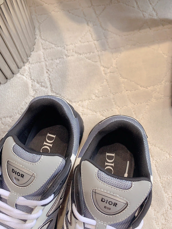 CD B30 Sneaker Cement Grey Mix Black White Polyester Mesh Fabric And Calfskin