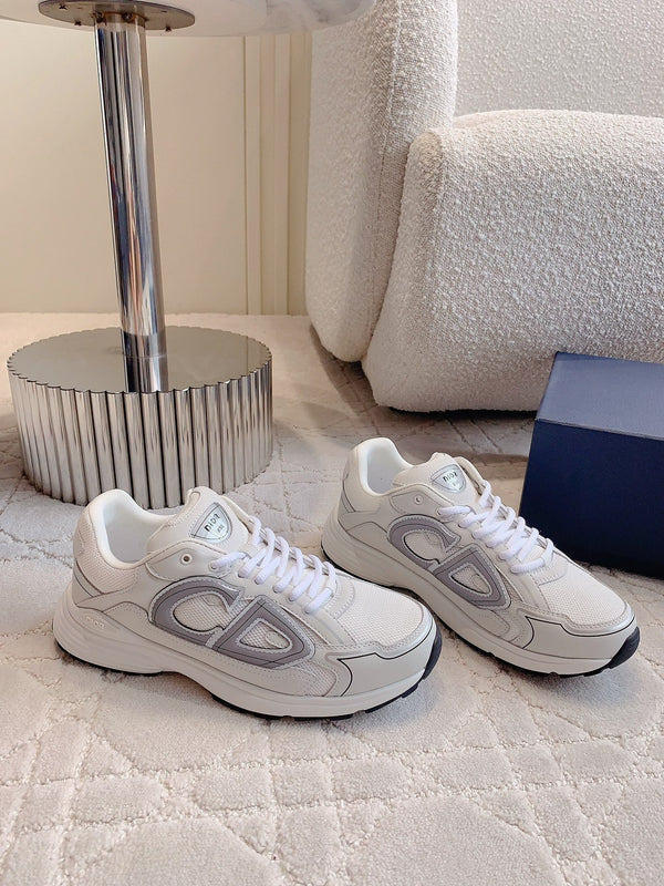 CD B30 Sneaker Milky Beige Mix Grey Black Polyester Mesh Fabric And Calfskin