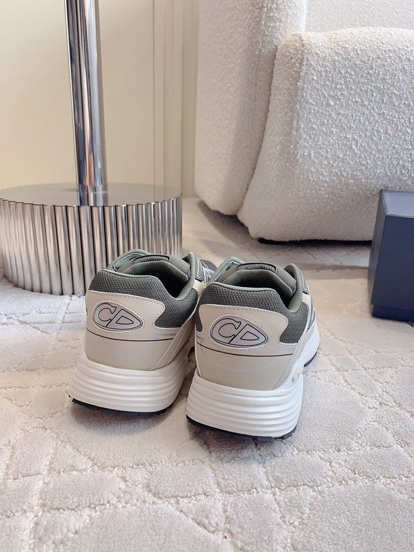 CD B30 Sneaker Gray Brown Mix Beige White Polyester Mesh Fabric And Calfskin