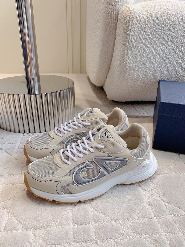 CD B30 Sneaker Grigio Beige Mix Marrone Tessuto a Rete in Poliestere e Pelle di Vitello