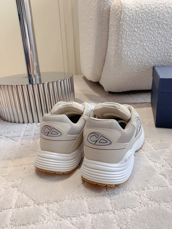 CD B30 Sneaker Grigio Beige Mix Marrone Tessuto a Rete in Poliestere e Pelle di Vitello