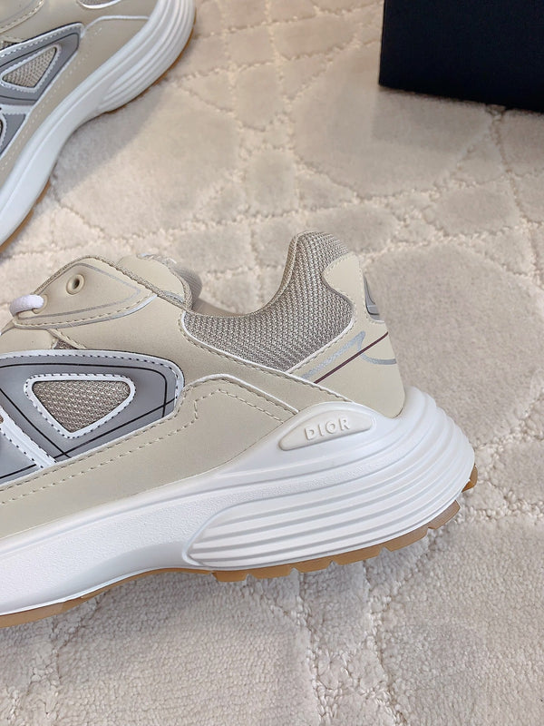 CD B30 Sneaker Grigio Beige Mix Marrone Tessuto a Rete in Poliestere e Pelle di Vitello