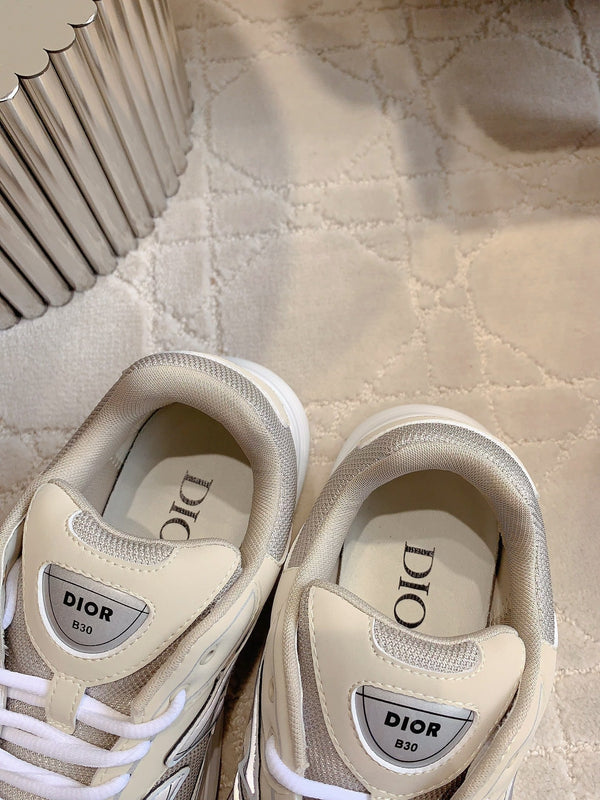 CD B30 Sneaker Grigio Beige Mix Marrone Tessuto a Rete in Poliestere e Pelle di Vitello