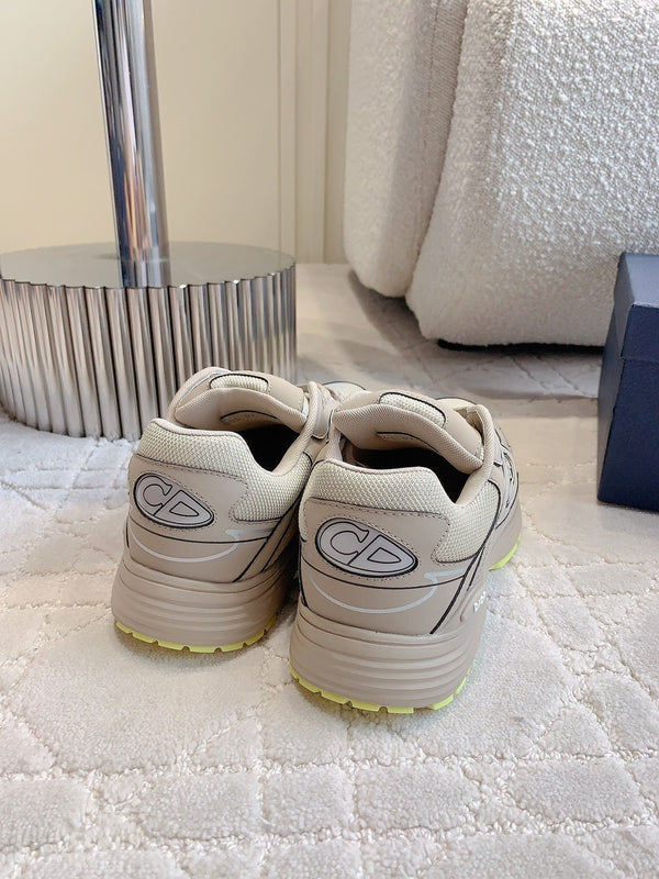CD B30 Sneaker Dark Beige Mix Yellow Polyester Mesh Fabric And Calfskin