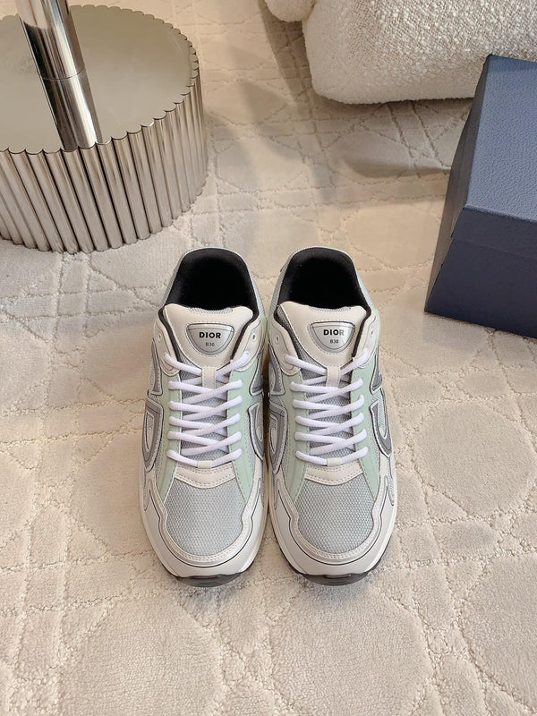 Sneaker CD B30 Grigio Bianco Mix Tessuto a rete in poliestere verde giada pallido e pelle di vitello