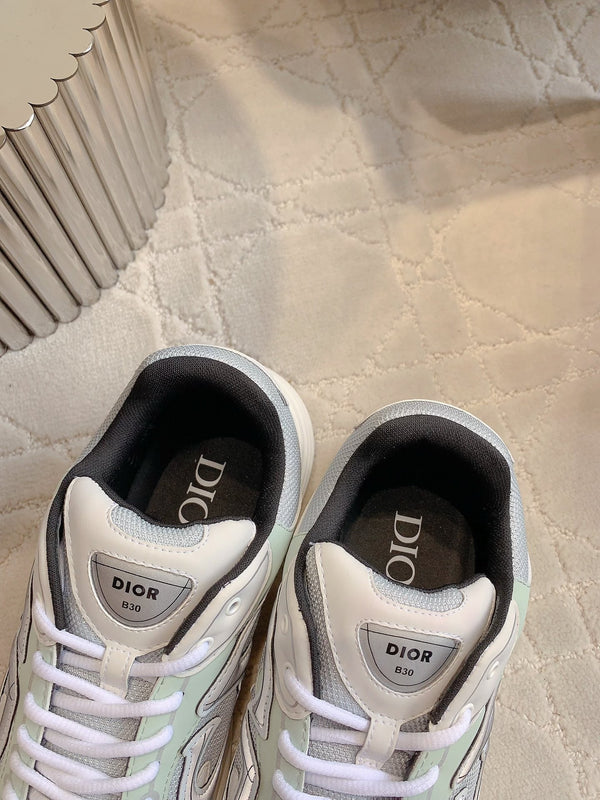 Sneaker CD B30 Grigio Bianco Mix Tessuto a rete in poliestere verde giada pallido e pelle di vitello