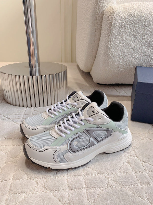 Sneaker CD B30 Grigio Bianco Mix Tessuto a rete in poliestere verde giada pallido e pelle di vitello