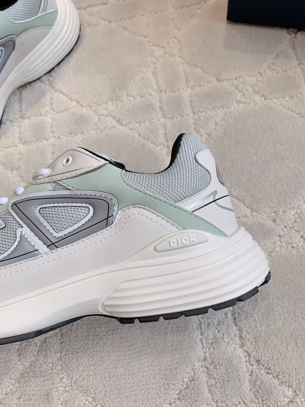 Sneaker CD B30 Grigio Bianco Mix Tessuto a rete in poliestere verde giada pallido e pelle di vitello