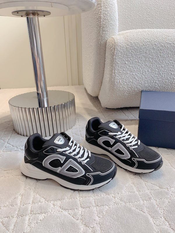 CD B30 Sneaker Grey Black Polyester Mesh Fabric And Calfskin