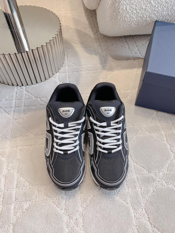 CD B30 Sneaker Grey Black Polyester Mesh Fabric And Calfskin