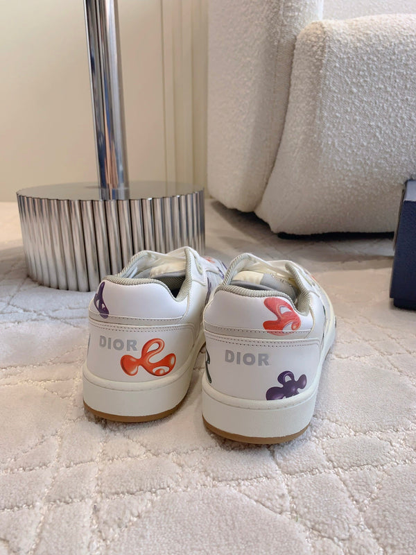 CD B27 Low-Top Sneaker White Green Mix Orange purple Print Calfskin