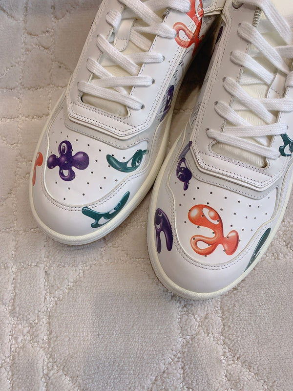 CD B27 Low-Top Sneaker White Green Mix Orange purple Print Calfskin