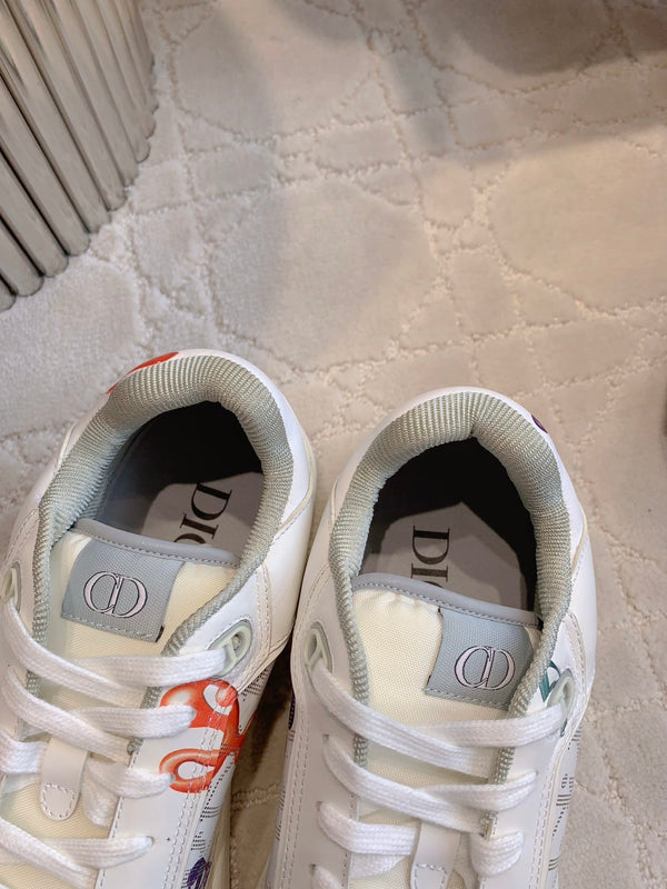 CD B27 Low-Top Sneaker White Green Mix Orange purple Print Calfskin