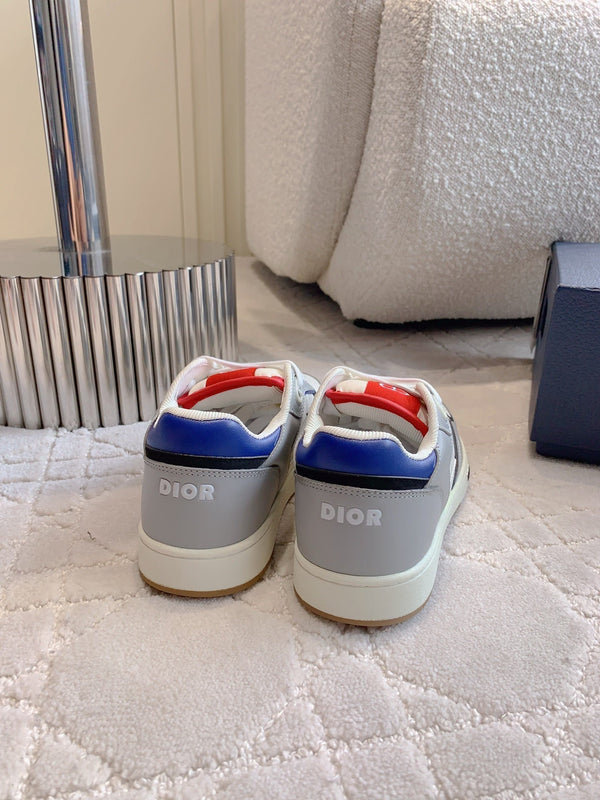 CD B27 Low-Top Sneaker Grey White Mix Blue Red Print Calfskin