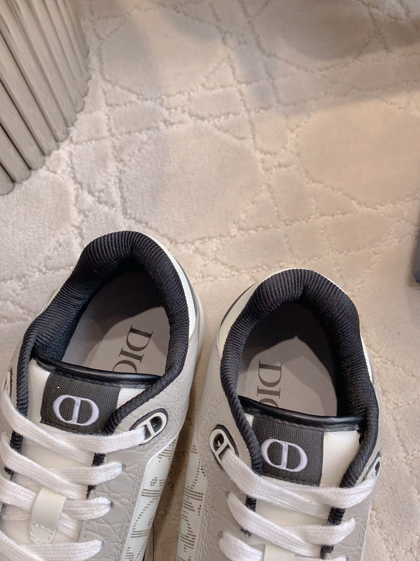 CD B27 Low-Top Sneaker Grey White Mix Black Print Wrinkled Calfskin