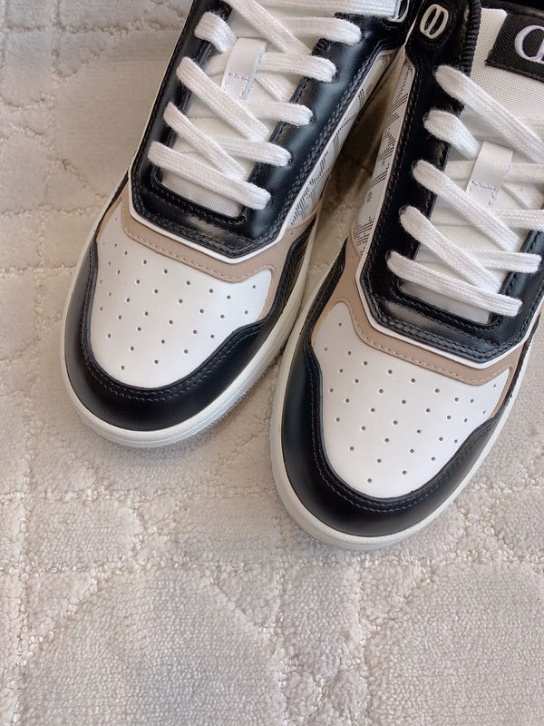 CD B27 Low-Top Sneaker Black White Mix Beige Print Calfskin