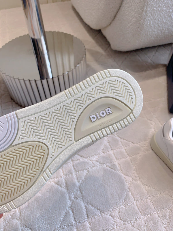 CD B27 Low-Top Sneaker White Mix Beige Grey Print Calfskin And Canvas