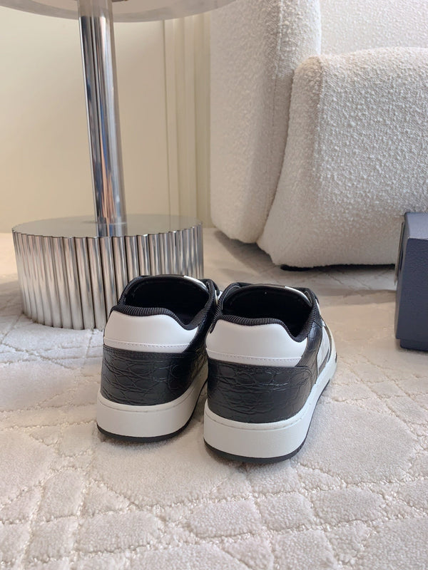 CD B27 Low-Top Sneaker White Black Print Wrinkled Calfskin