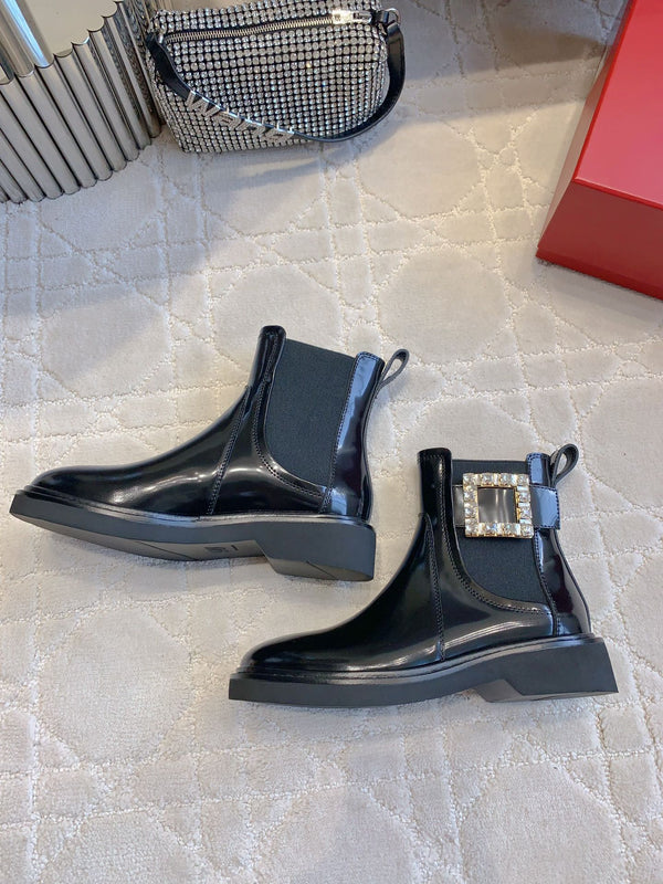 CD Vivie Roger Chelsea Ankle Boots Glossy Black Cowhide