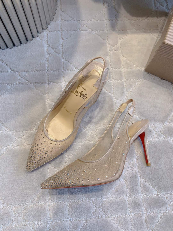 CL Follies Strass 85mm Vanilla Cream Mesh 177136
