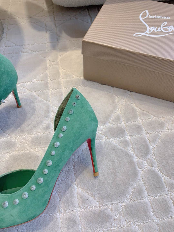 CL Irishell 85 Studded d'Orsay Pumps Green Suede 177127