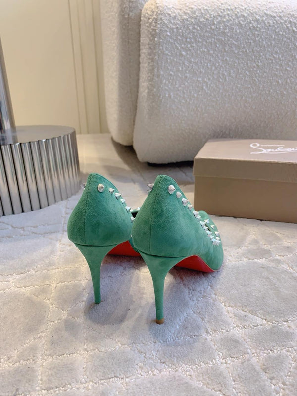 CL Irishell 85 Studded d'Orsay Pumps Green Suede 177127